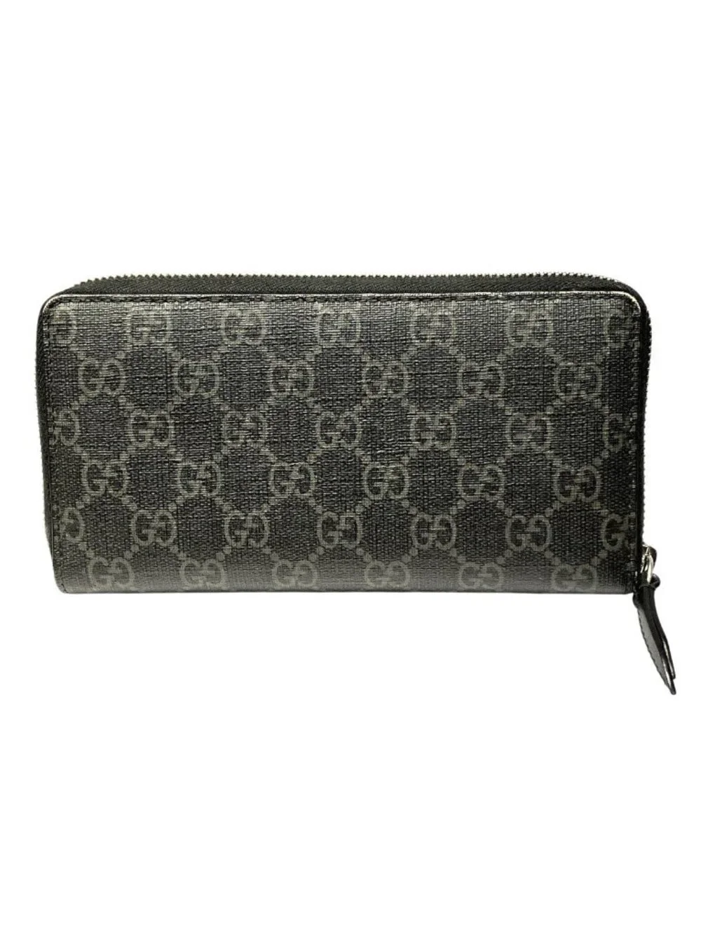 Gucci Wolf Head Animal Print Zip Around GG Supreme Wallet Leather